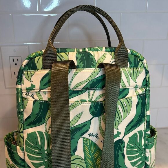 Radley London Maple Cross Palm Print Medium Zip Top Backpack Green White Gold main image 10
